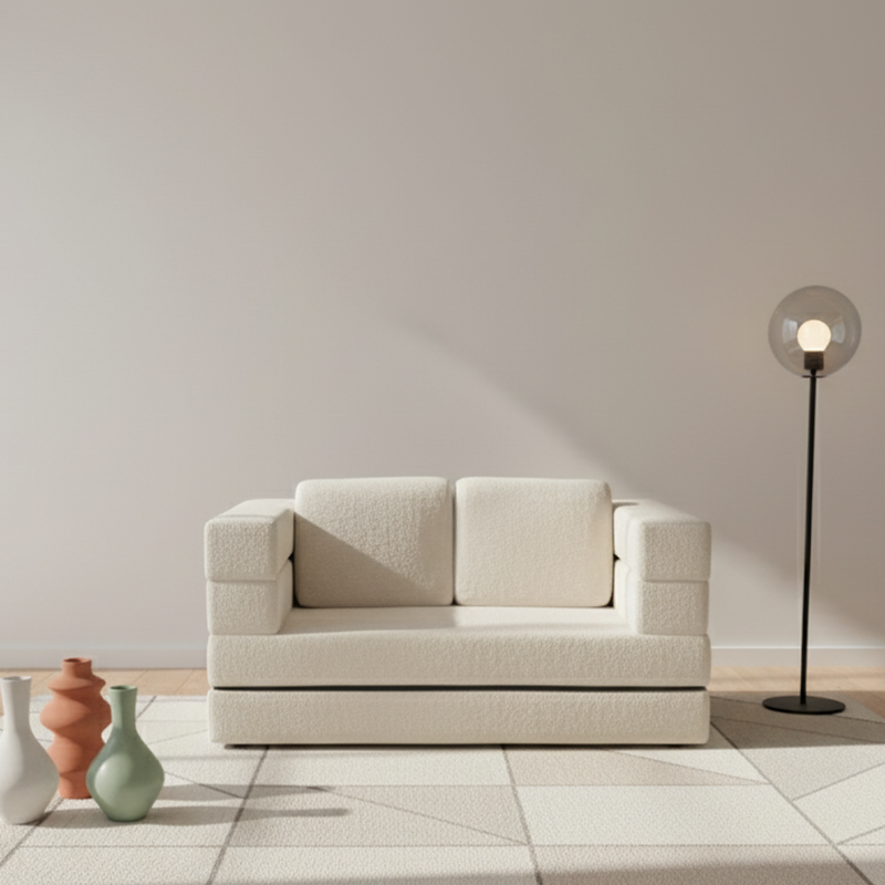 Modern Minimalist Foldable Sofa Bed For Living Room & Bedroom - Chenille Compression Convertible Couch With High Resilience Foam For Small Spaces