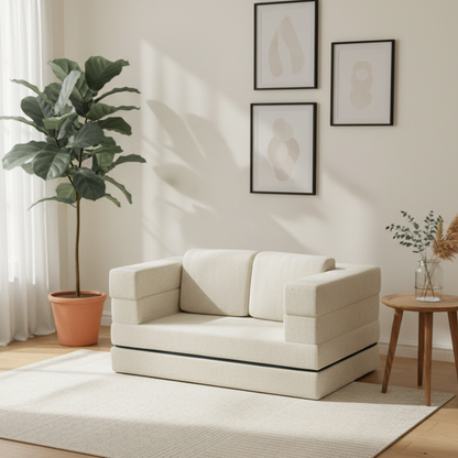 Modern Minimalist Foldable Sofa Bed For Living Room & Bedroom - Chenille Compression Convertible Couch With High Resilience Foam For Small Spaces