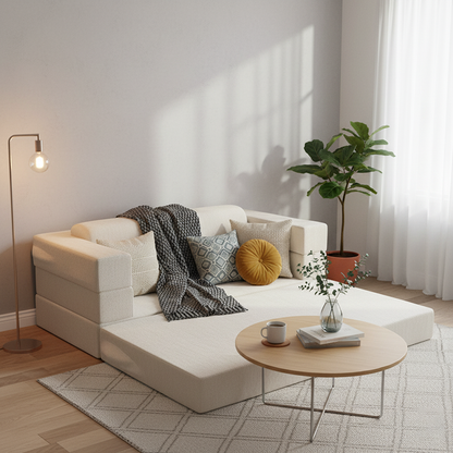 Modern Minimalist Foldable Sofa Bed For Living Room & Bedroom - Chenille Compression Convertible Couch With High Resilience Foam For Small Spaces