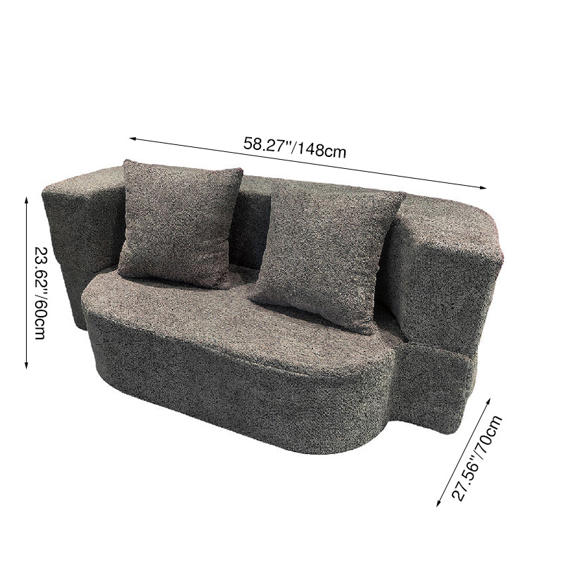 Modern Minimalist Foldable Sherpa Sofa - Compression Convertible Frame-Free Sofa Bed With High Resilience Foam For Small Spaces