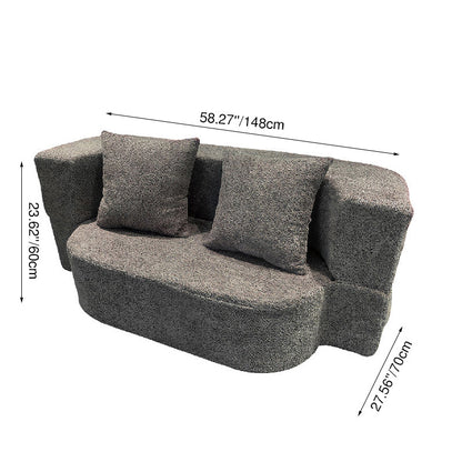 Modern Minimalist Foldable Sherpa Sofa - Compression Convertible Frame-Free Sofa Bed With High Resilience Foam For Small Spaces