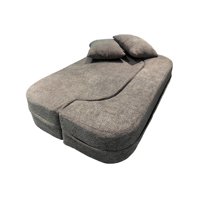 Modern Minimalist Foldable Sherpa Sofa - Compression Convertible Frame-Free Sofa Bed With High Resilience Foam For Small Spaces