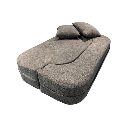 Modern Minimalist Foldable Sherpa Sofa - Compression Convertible Frame-Free Sofa Bed With High Resilience Foam For Small Spaces