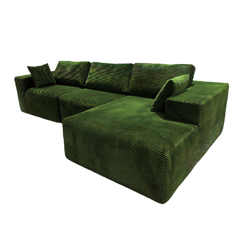 Modern Minimalist Corduroy Compression Sectional Sofa - Frame-Free High Resilience Foam Couch For Living Room