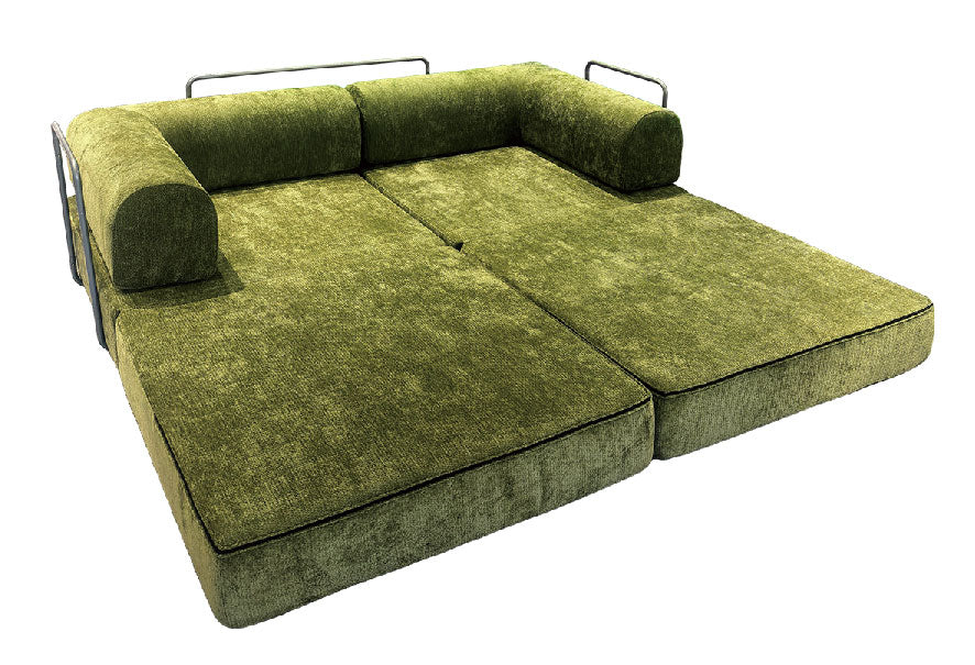 Modern Chenille Convertible Sofa Bed - Compression Foldable Couch With High Resilience Foam And Metal Frame For Living Room & Bedroom