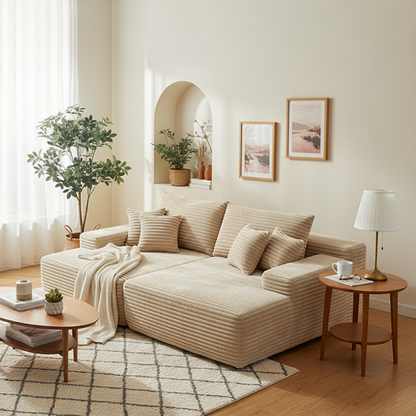 Modern Corduroy Sofa Bed - Frameless Modular Floor Couch With High Resilience Foam For Living Room & Bedroom