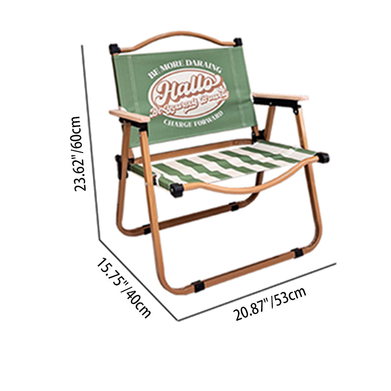 Contemporary Creative Oxford Fabric Carbon Steel Portable Foldable Camping Chair With Backrest & Armrests For Outdoor