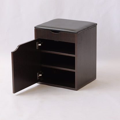 Modern Minimalist Faux Leather Particle Board Rectangular Shoe Bench With 2/3-Tier Storage With Seating For Entryway