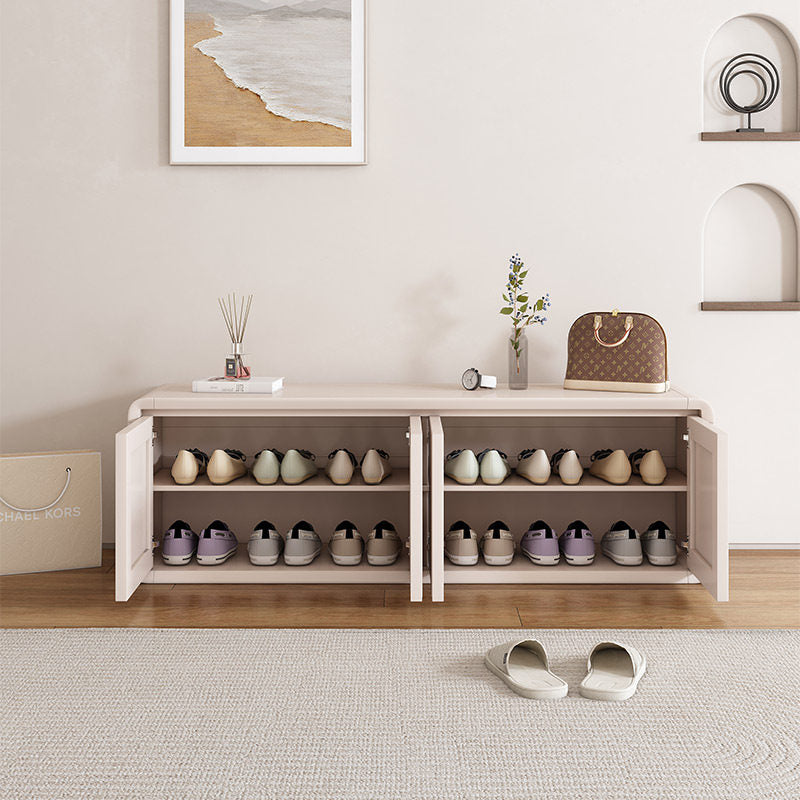 Modern Luxury Aluminum Alloy Rounded Rectangular Shoe Bench With 3-Tier Storage For Entryway