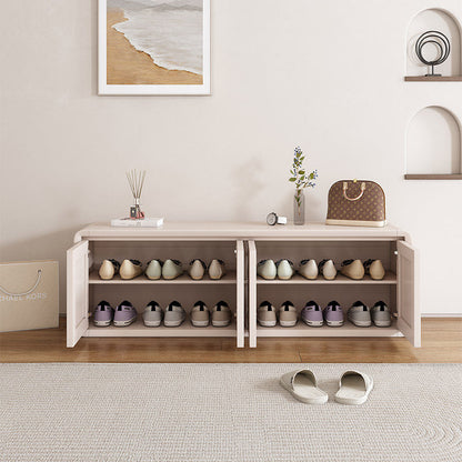 Modern Luxury Aluminum Alloy Rounded Rectangular Shoe Bench With 3-Tier Storage For Entryway