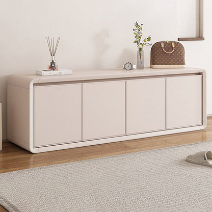Modern Luxury Aluminum Alloy Rounded Rectangular Shoe Bench With 3-Tier Storage For Entryway