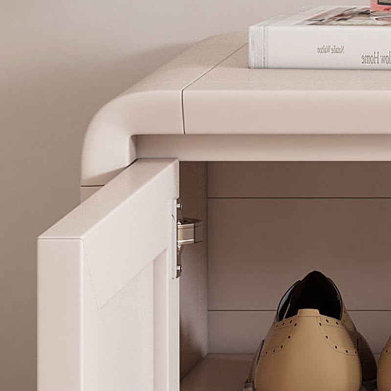 Modern Luxury Aluminum Alloy Rounded Rectangular Shoe Bench With 3-Tier Storage For Entryway