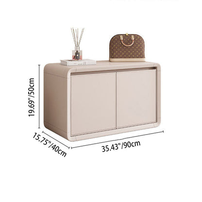 Modern Luxury Aluminum Alloy Rounded Rectangular Shoe Bench With 3-Tier Storage For Entryway