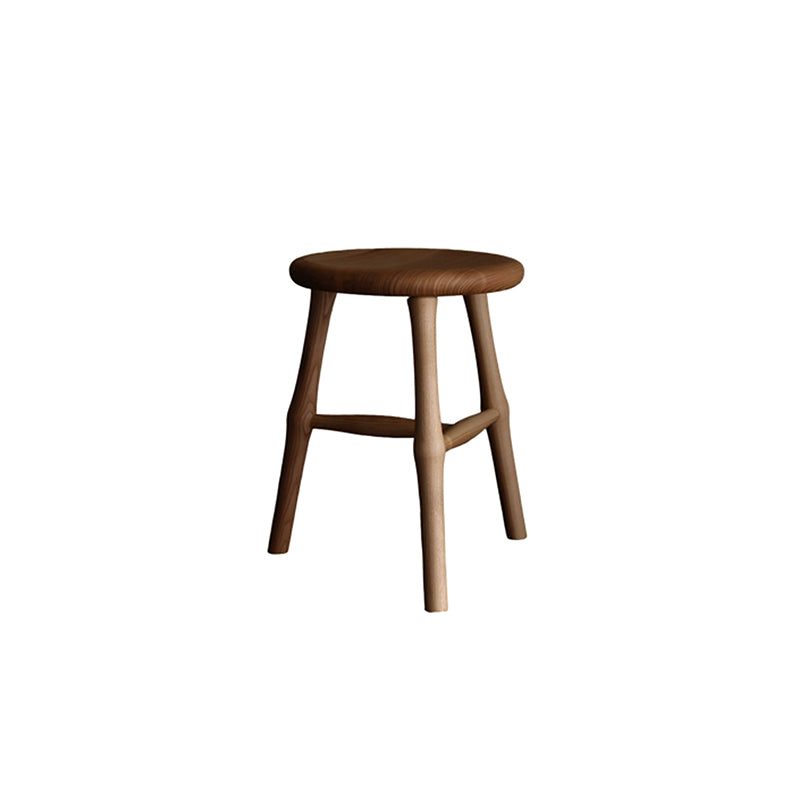 Traditional Japanese Solid Ash Wood Round Stool For Living Room