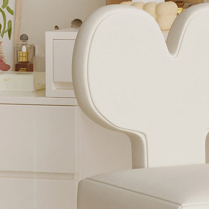 Contemporary Creative Sherpa Fabric & Velvet Fabric Iron Frame Heart-Back Cute Vanity Stool With Backrest For Bedroom