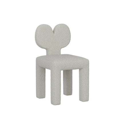 Contemporary Creative Sherpa Fabric & Velvet Fabric Iron Frame Heart-Back Cute Vanity Stool With Backrest For Bedroom