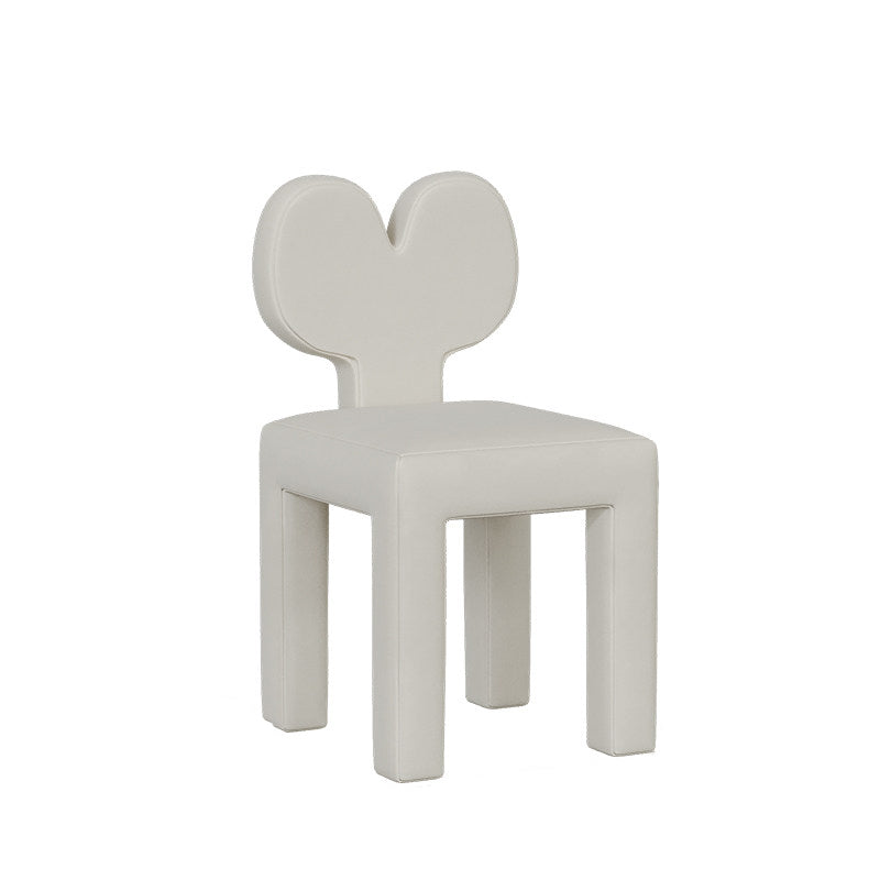 Contemporary Creative Sherpa Fabric & Velvet Fabric Iron Frame Heart-Back Cute Vanity Stool With Backrest For Bedroom