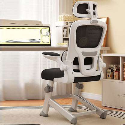 Modern Minimalist PP Mesh Fabric Rounded Ergonomic Desk Chair With Adjustable Armrests Height Adjustment & Headrest For Home Office