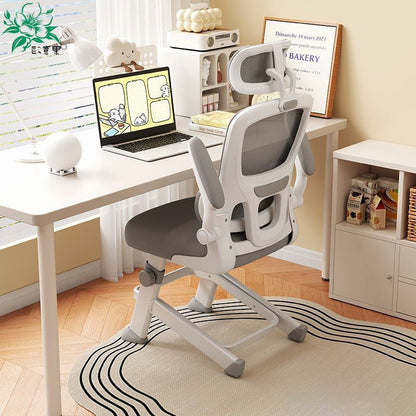 Modern Minimalist PP Mesh Fabric Rounded Ergonomic Desk Chair With Adjustable Armrests Height Adjustment & Headrest For Home Office