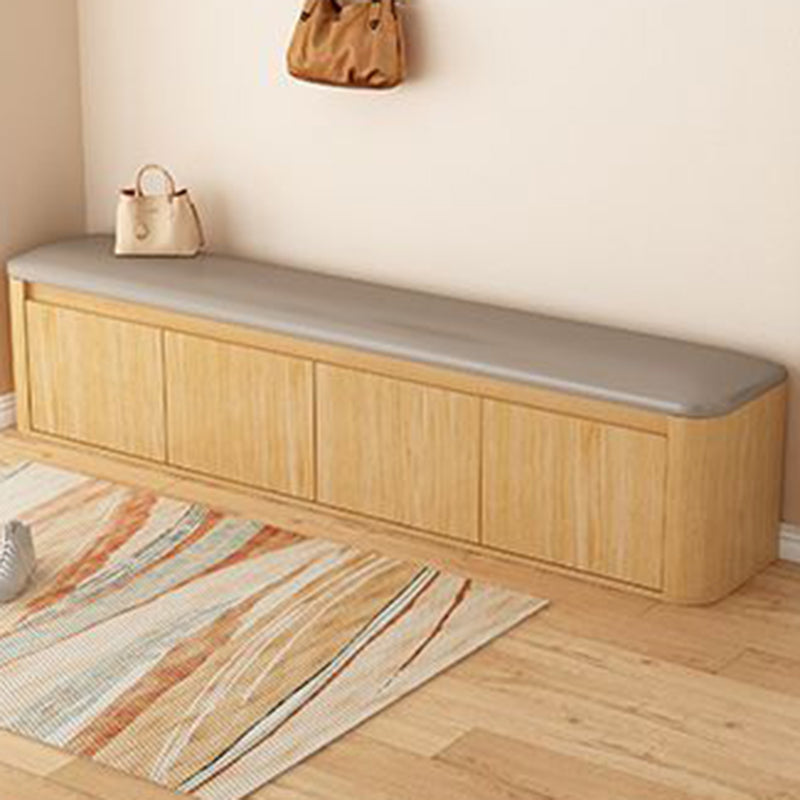 Contemporary Nordic Eco Board & Faux Leather Rounded Rectangular Shoe Bench With 3-Tier Storage For Entryway