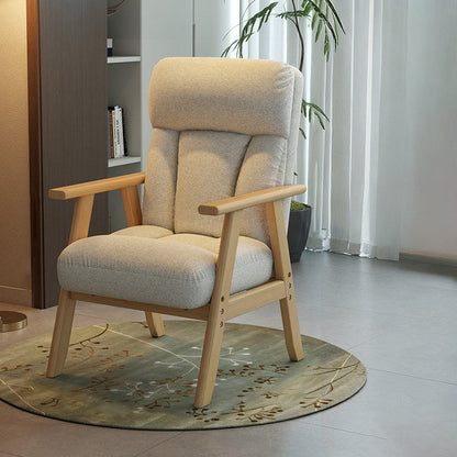 Contemporary Nordic Solid Wood & Chenille Metal Lounge Chair With Adjustable Backrest And Armrests For Living Room & Bedroom