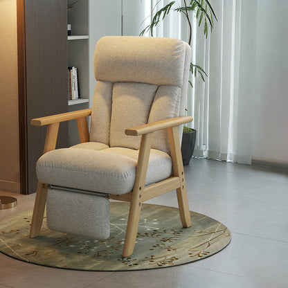 Contemporary Nordic Solid Wood & Chenille Metal Lounge Chair With Adjustable Backrest And Armrests For Living Room & Bedroom