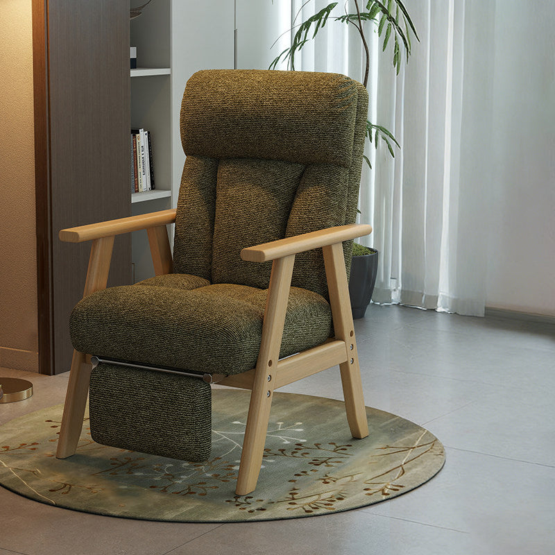 Contemporary Nordic Solid Wood & Chenille Metal Lounge Chair With Adjustable Backrest And Armrests For Living Room & Bedroom