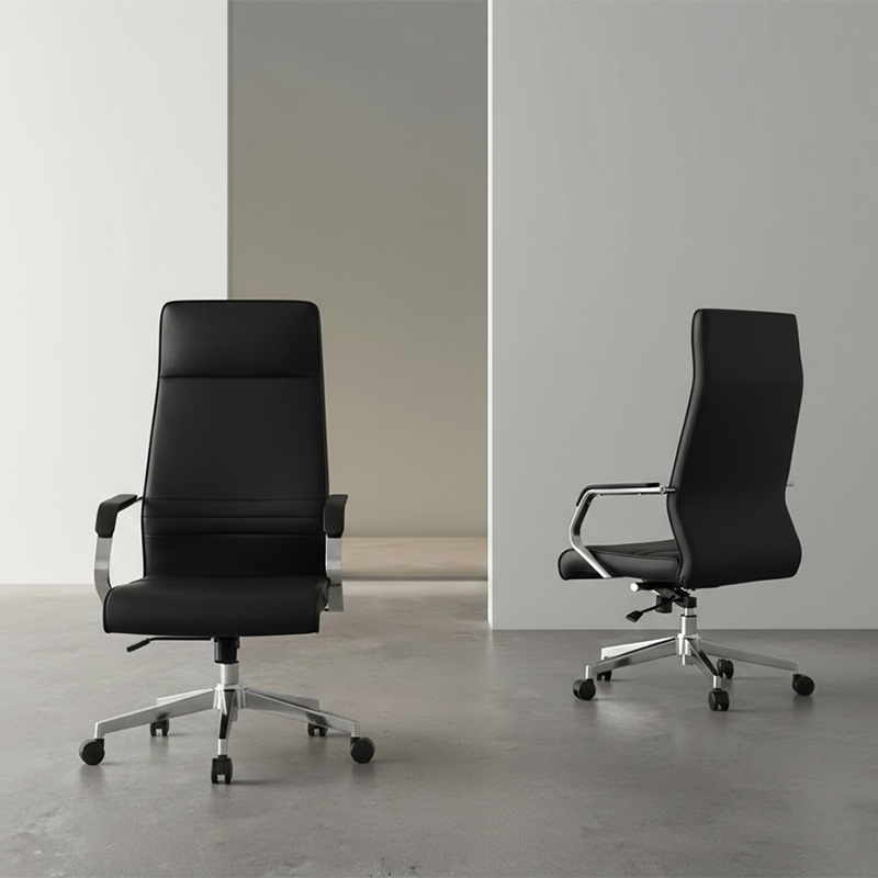 Modern Luxury Ergonomic Office Chair - Leather Executive Desk Chair Plywood & Metal Frame High-Density Foam With Wheels, Swivel, Adjustable Height & Reclining Function