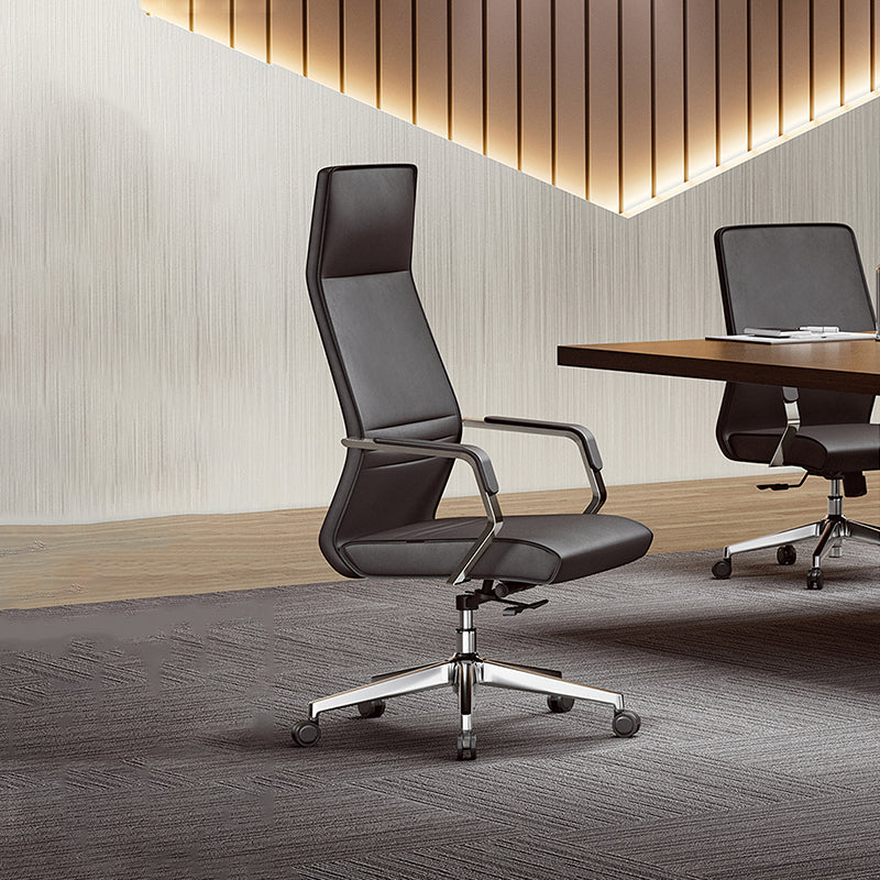 Modern Luxury Ergonomic Office Chair - Leather Executive Desk Chair Plywood & Metal Frame High-Density Foam With Wheels, Swivel, Adjustable Height & Reclining Function