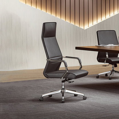 Modern Luxury Ergonomic Office Chair - Leather Executive Desk Chair Plywood & Metal Frame High-Density Foam With Wheels, Swivel, Adjustable Height & Reclining Function