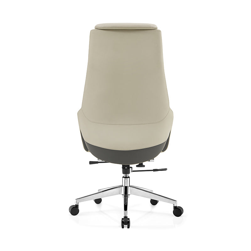 Modern Luxury Ergonomic Executive Office Chair - Adjustable Height Swivel Leather Plywood Metal Desk Chair With Wheels, Reclining Function & Aluminum Base