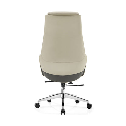Modern Luxury Ergonomic Executive Office Chair - Adjustable Height Swivel Leather Plywood Metal Desk Chair With Wheels, Reclining Function & Aluminum Base