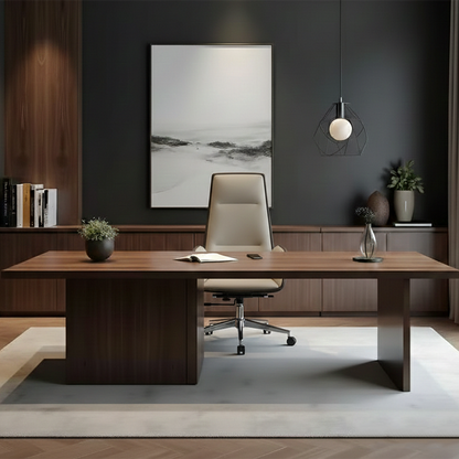 Modern Luxury Ergonomic Executive Chair - Leather Plywood Metal Office High Back Desk Chair With Adjustable Height, Swivel Wheels & Reclining Function