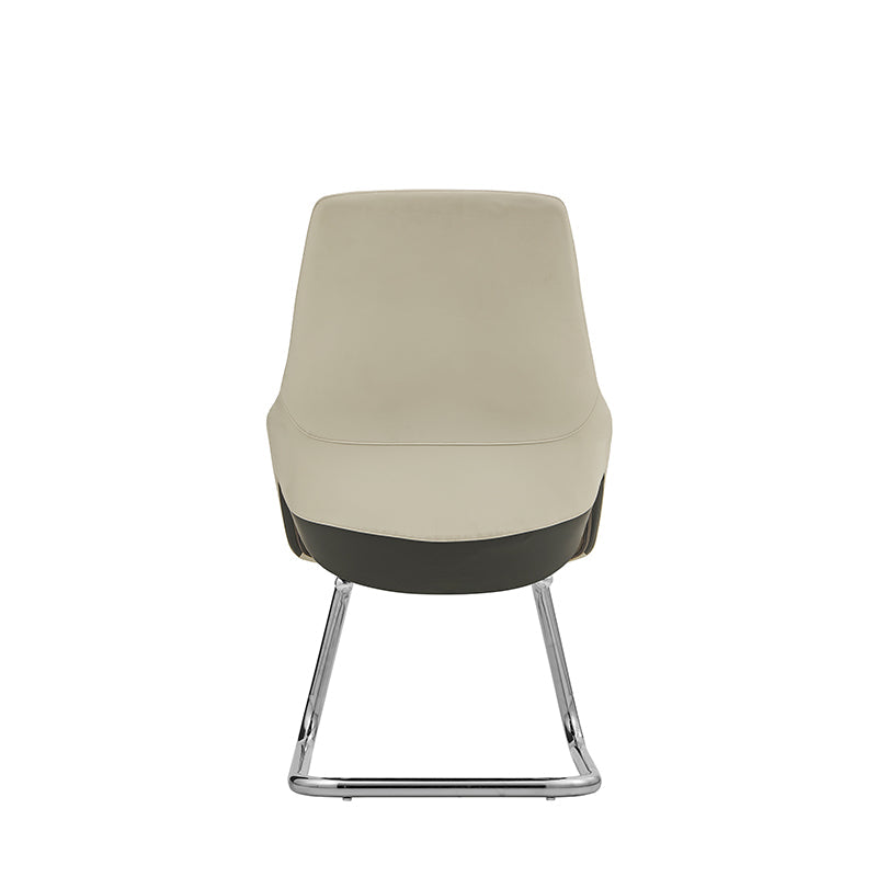 Modern Minimalist Cantilever Plywood Metal Office Chair - Ergonomic Mid-Back Leather Guest Chair For Office & Reception