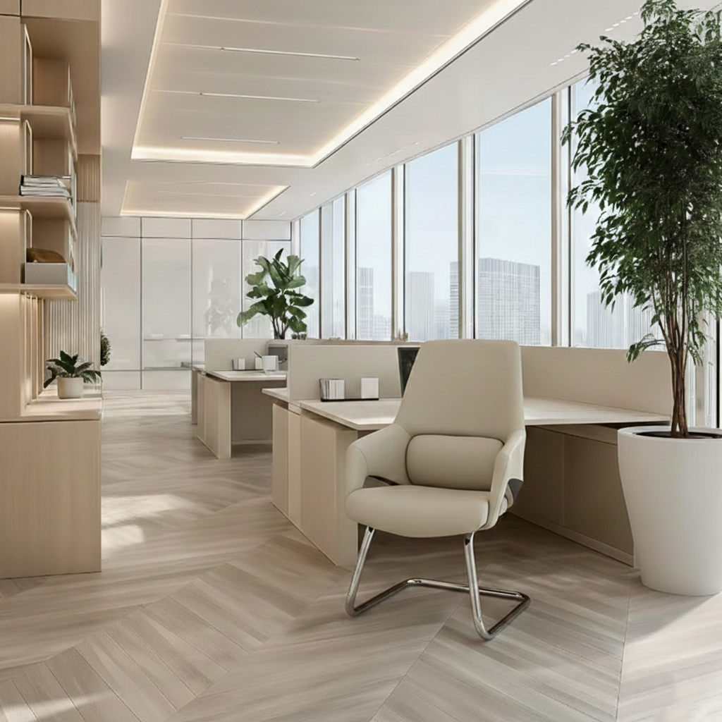 Modern Minimalist Cantilever Plywood Metal Office Chair - Ergonomic Mid-Back Leather Guest Chair For Office & Reception