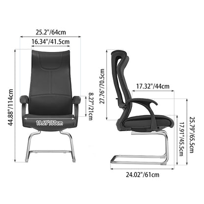 Modern Minimalist Ergonomic Leather Plywood Metal Office Chair Executive Gaming Desk Chair With Headrest Lumbar Support Cantilever Base For Home Office Set Of 2