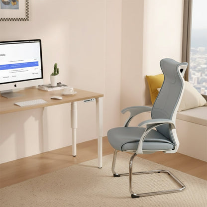 Modern Minimalist Ergonomic Leather Plywood Metal Office Chair Executive Gaming Desk Chair With Headrest Lumbar Support Cantilever Base For Home Office Set Of 2