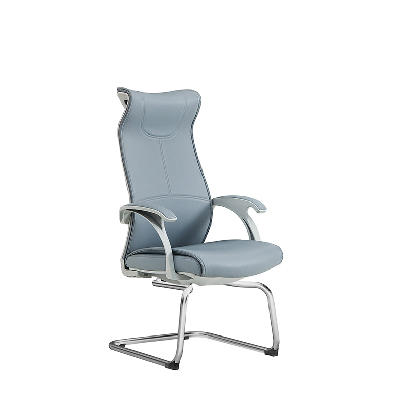Modern Minimalist Ergonomic Leather Plywood Metal Office Chair Executive Gaming Desk Chair With Headrest Lumbar Support Cantilever Base For Home Office Set Of 2