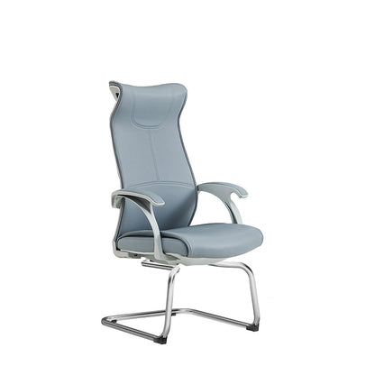 Modern Minimalist Ergonomic Leather Plywood Metal Office Chair Executive Gaming Desk Chair With Headrest Lumbar Support Cantilever Base For Home Office Set Of 2
