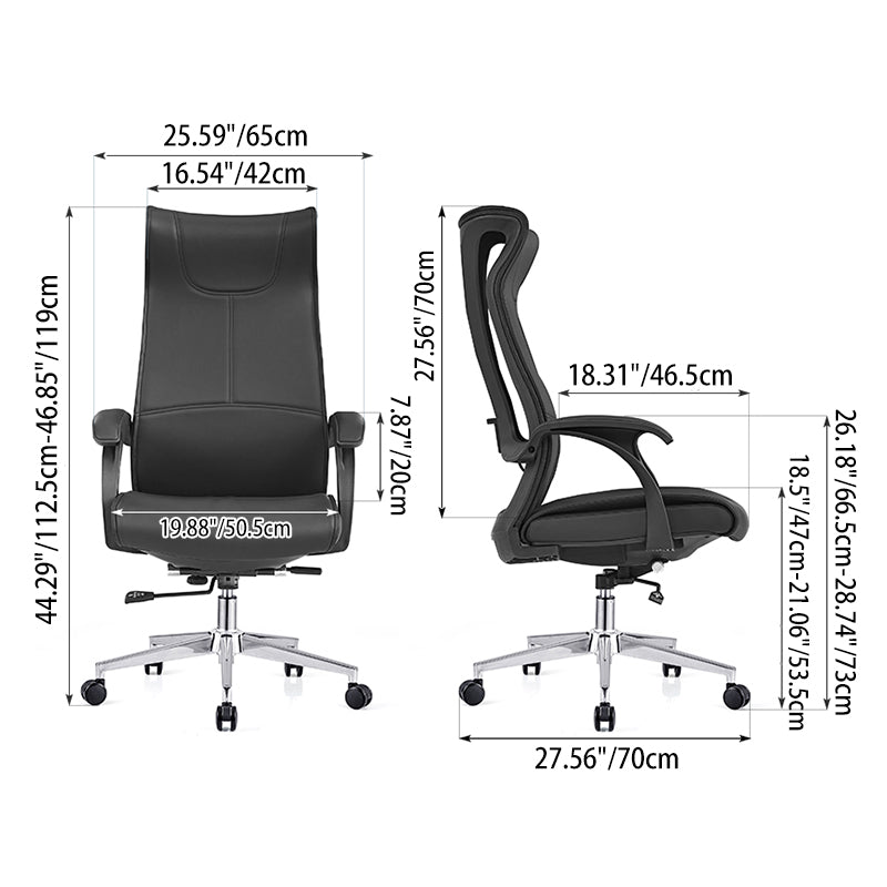 Modern Ergonomic High Back Leather Plywood & Metal Office Chair Executive Swivel Desk Chair With Headrest Lumbar Support Adjustable Rolling Computer Chair