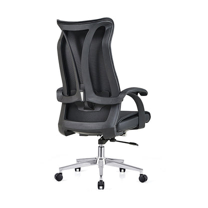 Modern Ergonomic High Back Leather Plywood & Metal Office Chair Executive Swivel Desk Chair With Headrest Lumbar Support Adjustable Rolling Computer Chair