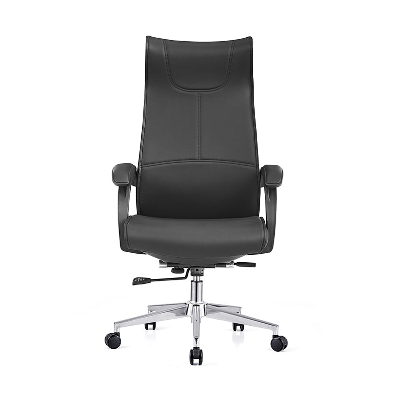 Modern Ergonomic High Back Leather Plywood & Metal Office Chair Executive Swivel Desk Chair With Headrest Lumbar Support Adjustable Rolling Computer Chair
