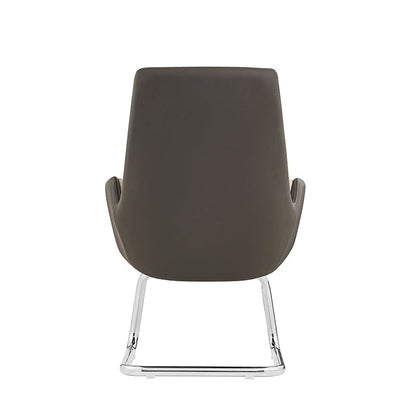 Modern Minimalist Ergonomic Mid Back Leather Plywood & Metal Office Chair - Upholstered Desk Chair With Armrests Comfortable Reception Chair For Home Office