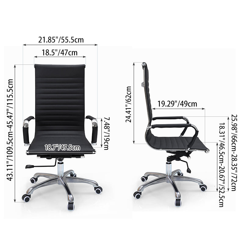Modern Ergonomic High Back Leather Aluminum Alloy Oxford Fabric Office Chair Adjustable Swivel Executive Desk Chair With Lumbar Support Reclining Function For Home Office