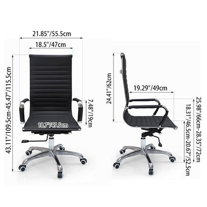 Modern Ergonomic High Back Leather Aluminum Alloy Oxford Fabric Office Chair Adjustable Swivel Executive Desk Chair With Lumbar Support Reclining Function For Home Office