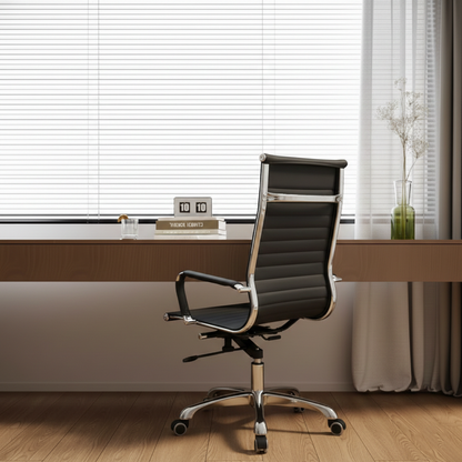 Modern Ergonomic High Back Leather Aluminum Alloy Oxford Fabric Office Chair Adjustable Swivel Executive Desk Chair With Lumbar Support Reclining Function For Home Office