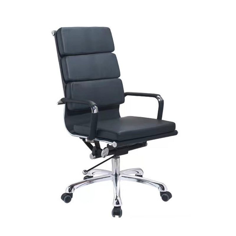 Modern Mid-Back Leather Office Chair Set - Ergonomic Aluminum Alloy Executive Swivel Meeting Chair With Wheels & Adjustable Height