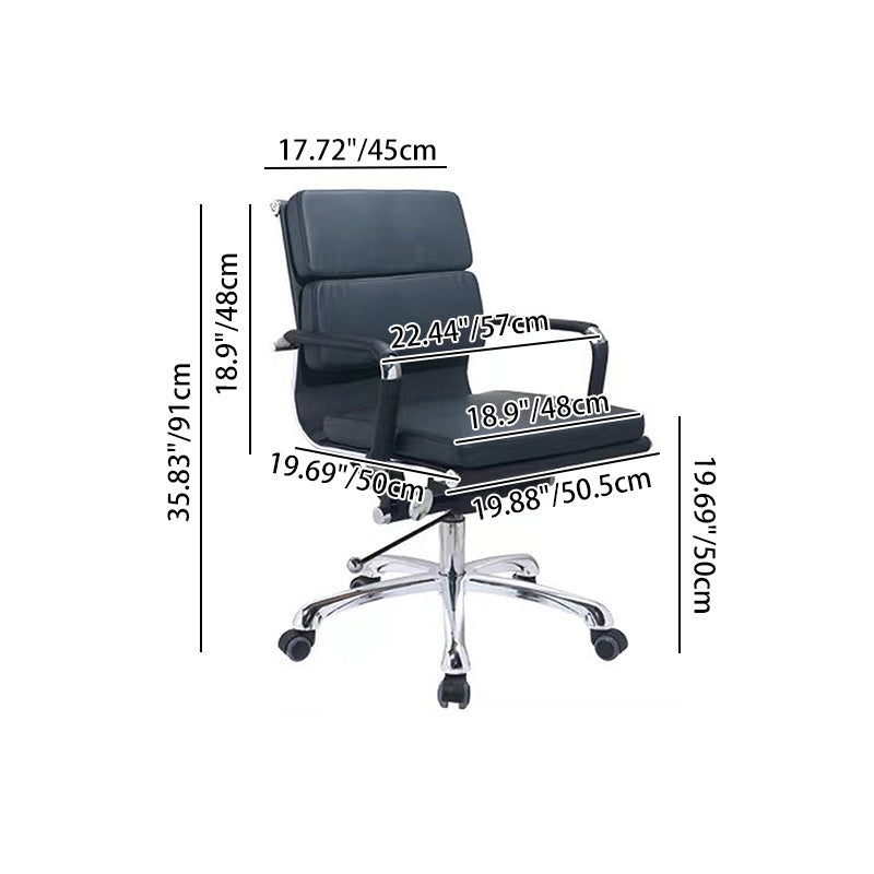 Modern Low-Back Ergonomic Office Chair - Adjustable Swivel Aluminum Alloy Leather Desk Chair With Wheels For Home & Office Use