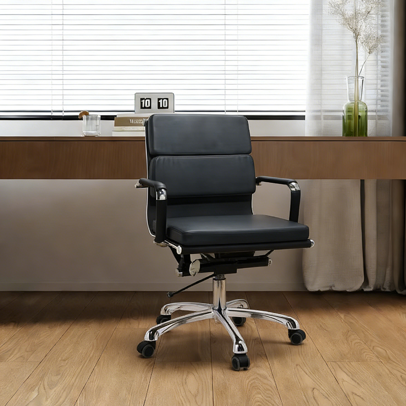Modern Low-Back Ergonomic Office Chair - Adjustable Swivel Aluminum Alloy Leather Desk Chair With Wheels For Home & Office Use