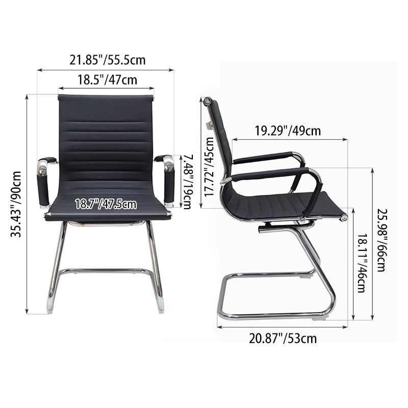 Modern Minimalist Leather Oxford Fabric Metal Conference Desk Chair - Ergonomic Mid Back Office Guest Chair For Meeting Room Reception